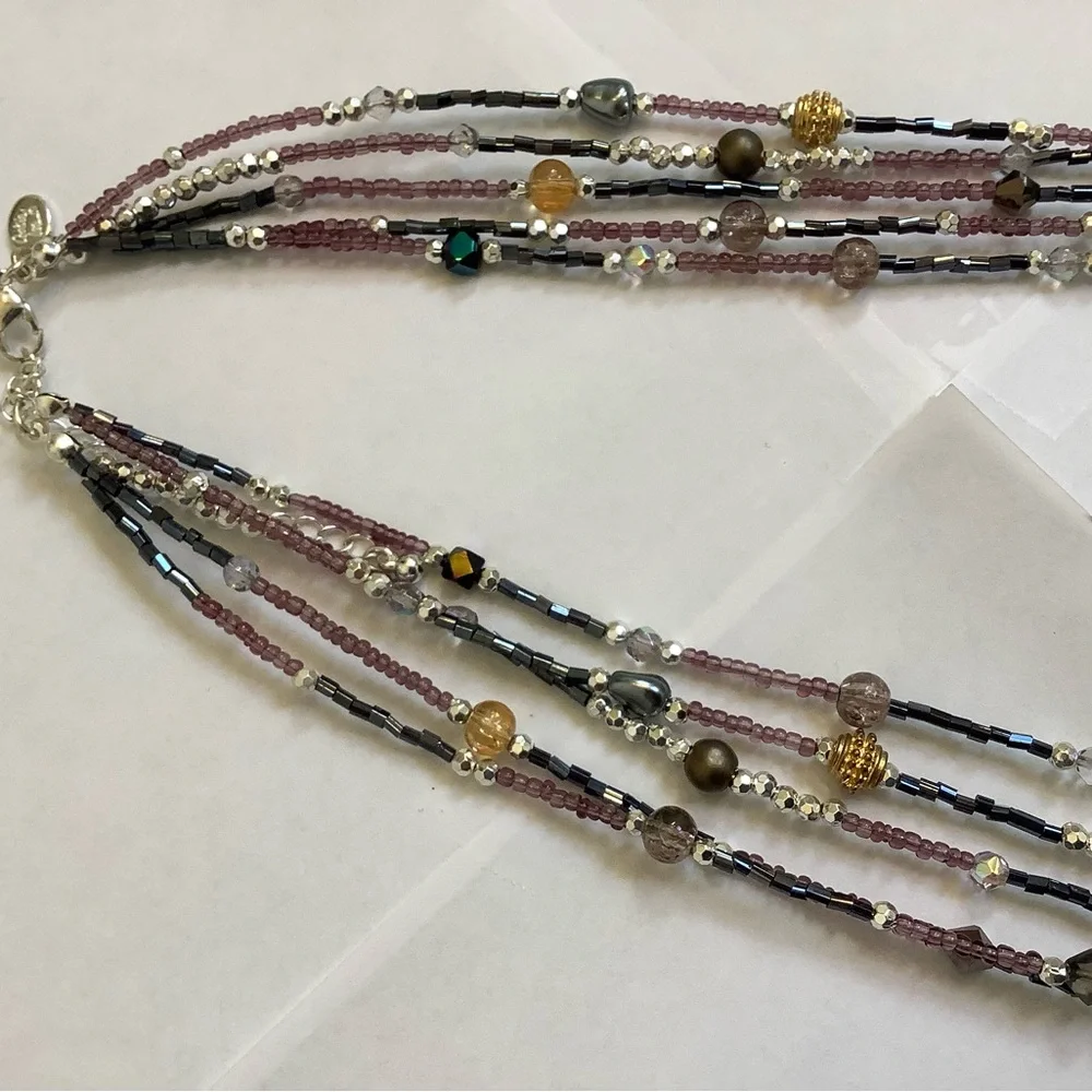 Cookie Lee 5 Strand Multi Colored Necklace - Picture 3 of 6